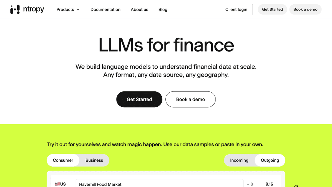 Ntropy: Accurate Data Enrichment API