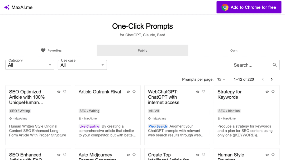 Free prompts for ChatGPT